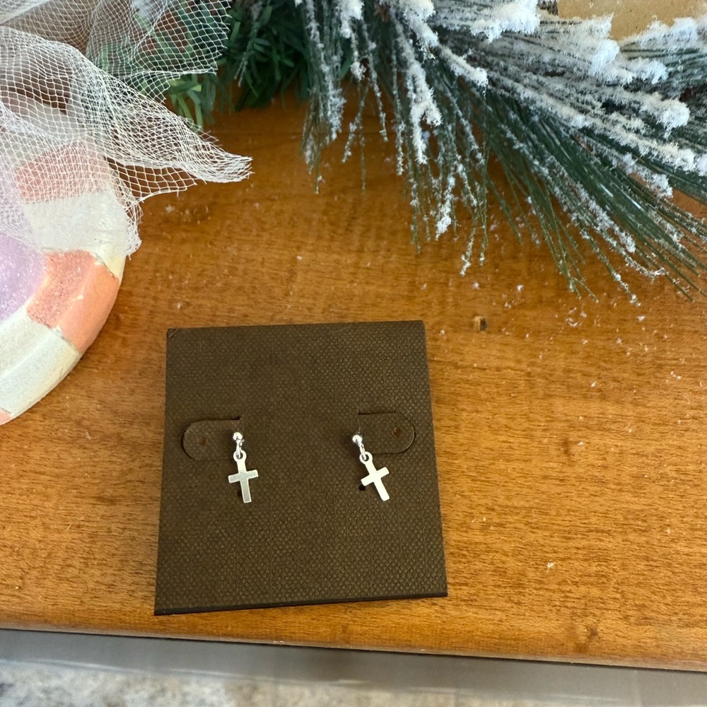 Sterling Silver Cross Earrings
